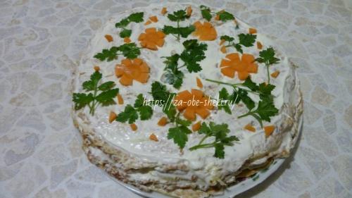 Торт из кабачковых блинчиков с морковью. Сочный кабачковый торт с морковью и луком