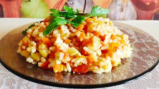 Тушеные кабачки с рисом или рис с овощами. Простой и вкусный рецепт постного блюда.