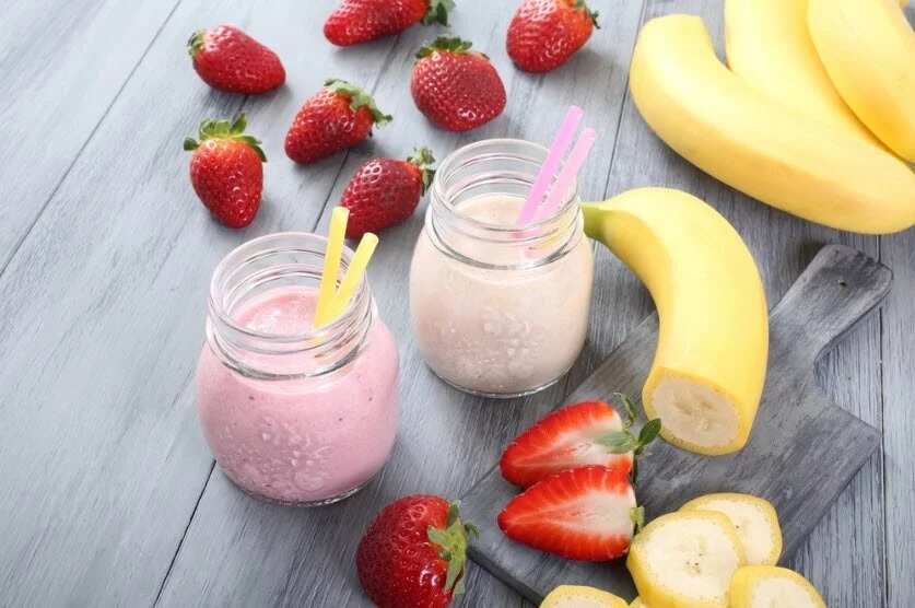 Smoothie with banana and strawberry