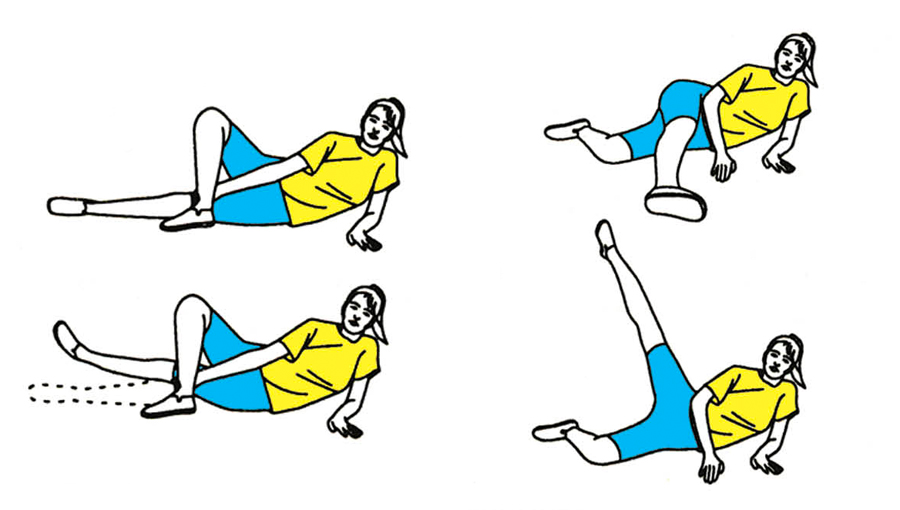 Гимнастика для вен: Упражнения лежа на боку