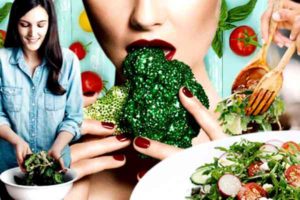девушка и зеленые овощи